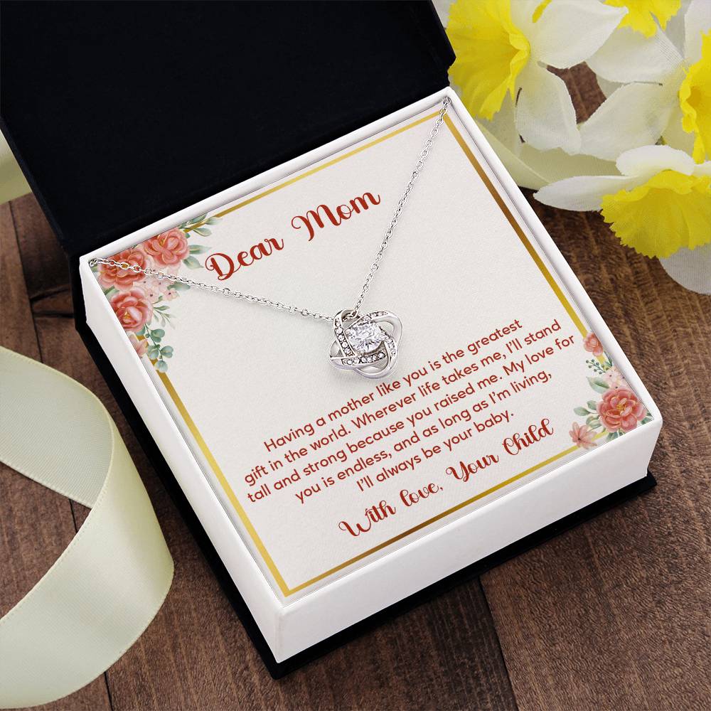 Dear Mom, Elegant Jewelry For A Cherished Bond Thoughtful Necklace For Love And Support Loving Pendant Sentimental Jewelry Loving Gift For A Cherished Heart Thank You Pendant Loving Pendant For Support Strong Jewelry For Her