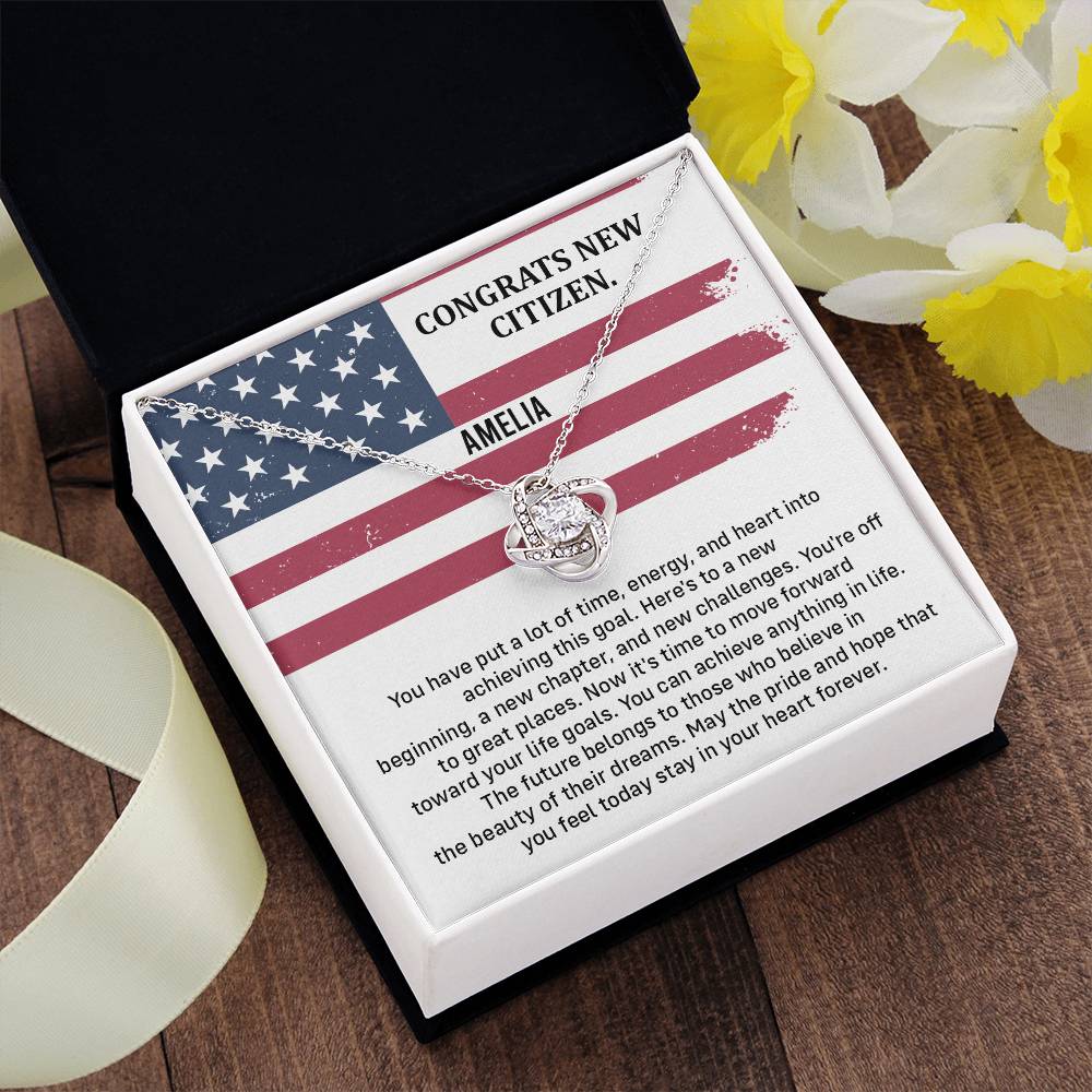 Congrats Necklace For New U.s. Citizen Amelia Necklace For New U.s. Citizen Necklace With Citizenship Message Gift For Citizenship Milestone Necklace For Official U.S Citizen Gift For American Citizenship Success Necklace For US Naturalization Celebration