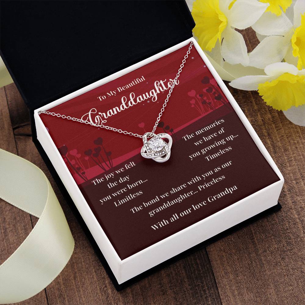 Granddaughter Necklace Gift from Grandpa with Message Card