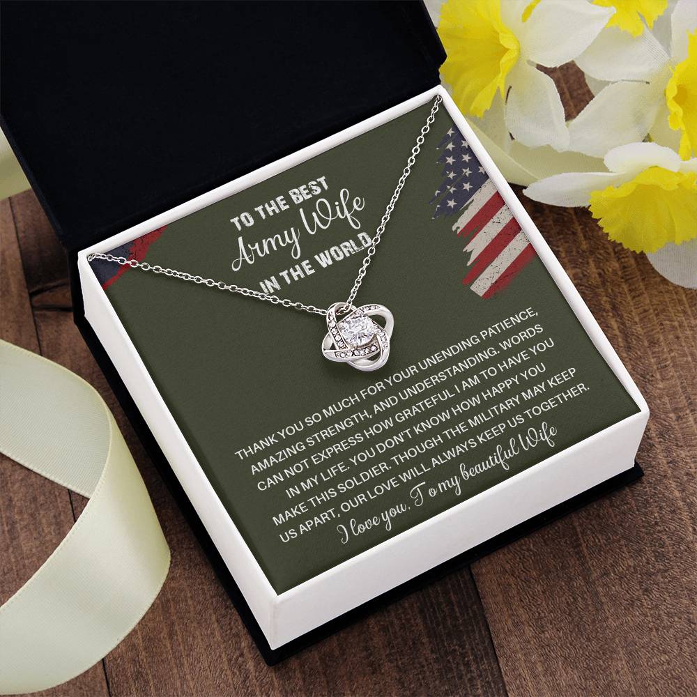 To The Best Army Wife In The World  Best Army Wife Jewelry Unwavering Support Necklace Thank You Jewelry For Wives Unique Gift For Military Spouses My Beautiful Wife Jewelry Romantic Gift For Army Wives Meaningful Gift For Military Wives