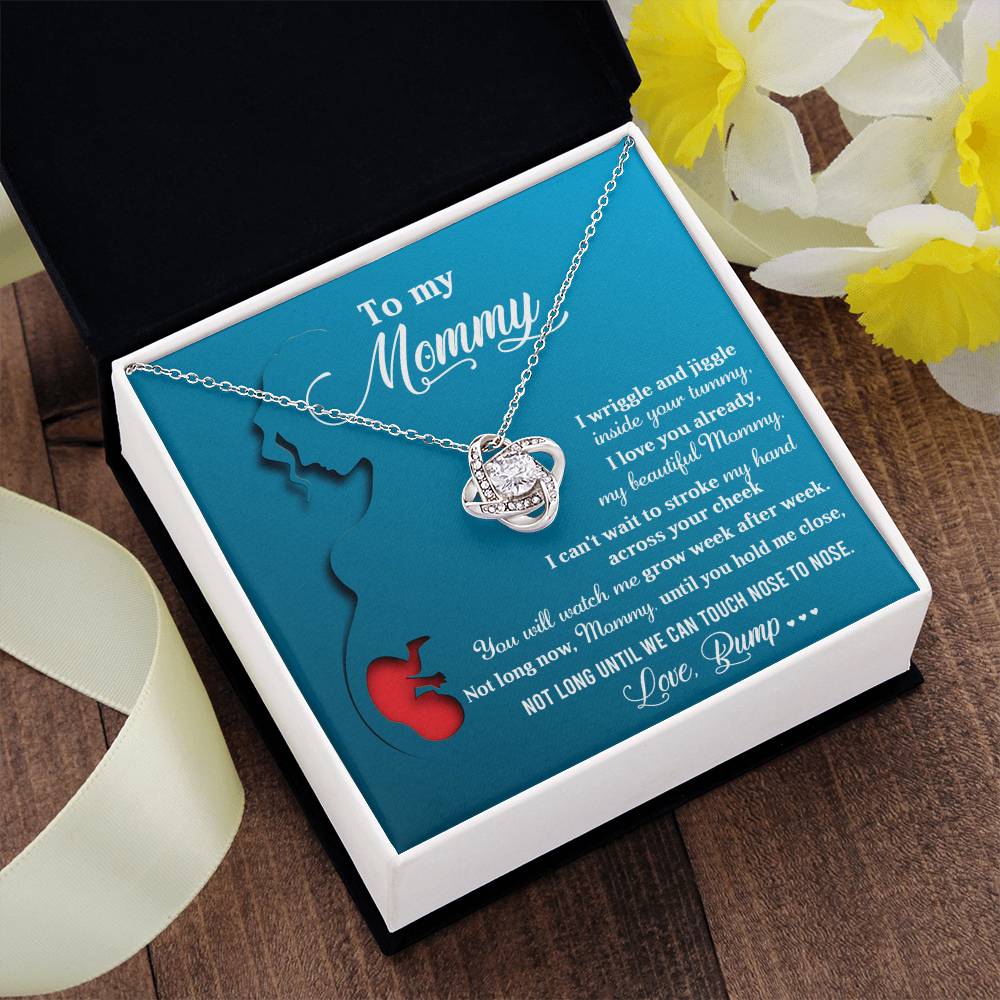 To My Mommy Necklace For Mothe's Day Jewelry For Mom, Gift For Mommy From Baby Bump, Pregnancy Gift For Mommy Love Knot Necklace With Meaningful Message Card And Box.