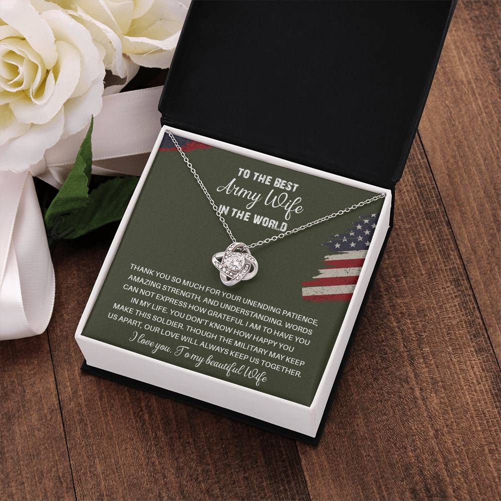 To The Best Army Wife In The World  Best Army Wife Jewelry Unwavering Support Necklace Thank You Jewelry For Wives Unique Gift For Military Spouses My Beautiful Wife Jewelry Romantic Gift For Army Wives Meaningful Gift For Military Wives