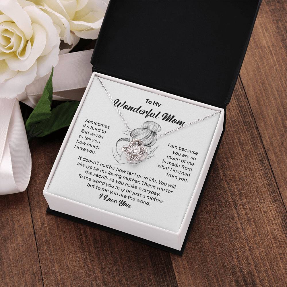 To My Wonderful Mom Heartfelt Necklace For Her Loving Jewelry For Mother's Day Thank You Gift Sentimental Necklace For Care Loving Pendant For A Cherished Bond Sentimental Pendant Appreciation Necklace For Her Thoughtful Necklace For Love And Support