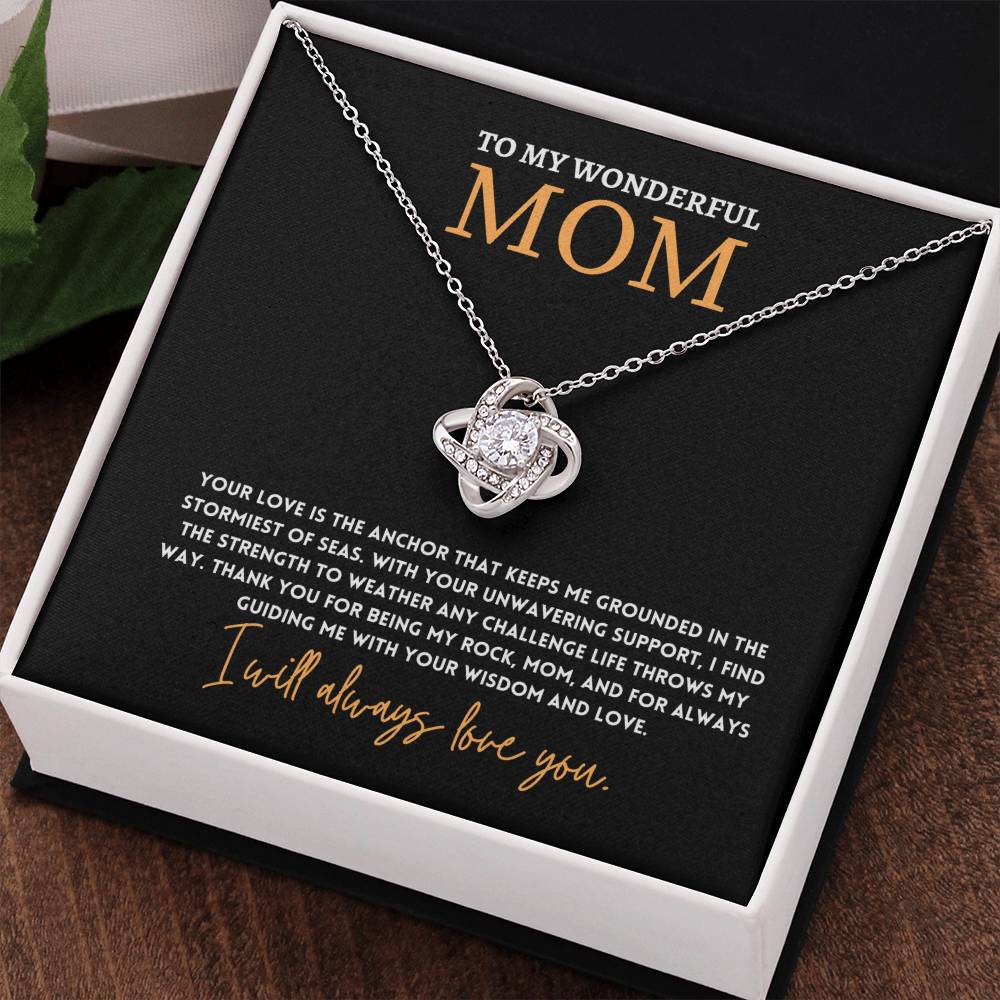 To My Wonderful Mom, Anchor Of Love Necklace Gift Engraved Love And Strength Pendant Best Mother's Day Rock And Anchor Necklace Best Unwavering Support Tribute Necklace Unique Mother's Day Love And Guidance Necklace