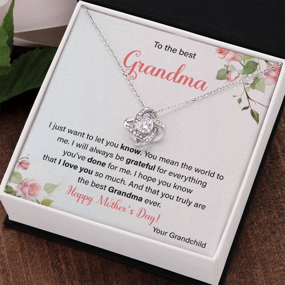 To The Best Grandma Grandmother Appreciation Necklace Love From Grandchild Gift Happy Mother’s Day For Her Sentimental Grandma Necklace Heartfelt Message For Old Lady Thank You Gift Gift For Special Person