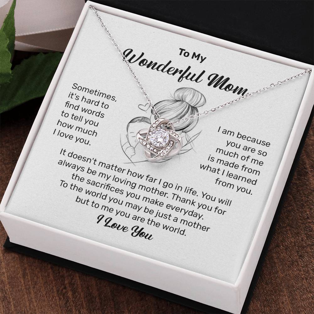 To My Wonderful Mom Heartfelt Necklace For Her Loving Jewelry For Mother's Day Thank You Gift Sentimental Necklace For Care Loving Pendant For A Cherished Bond Sentimental Pendant Appreciation Necklace For Her Thoughtful Necklace For Love And Support