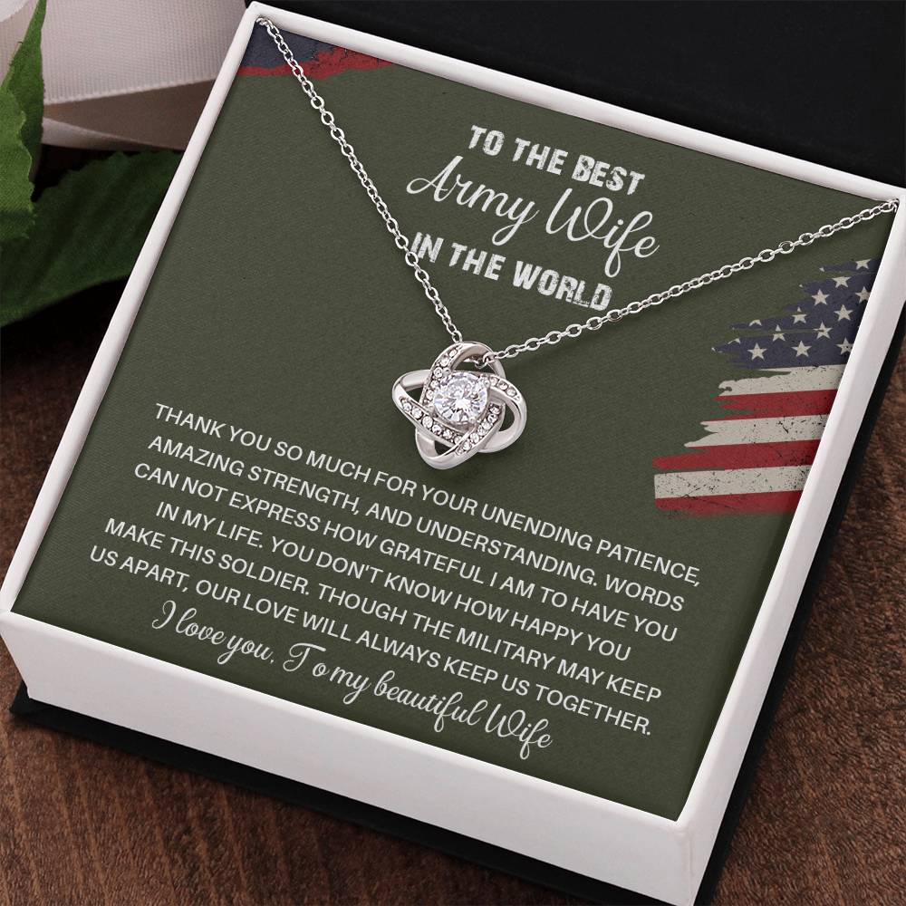 To The Best Army Wife In The World  Best Army Wife Jewelry Unwavering Support Necklace Thank You Jewelry For Wives Unique Gift For Military Spouses My Beautiful Wife Jewelry Romantic Gift For Army Wives Meaningful Gift For Military Wives