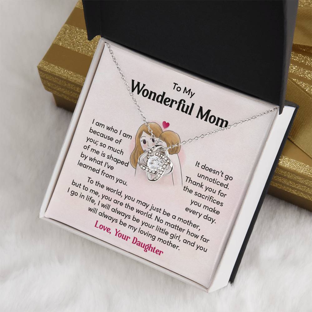 To My Wonderful Mom, Wonderful Mom Pendant Heartfelt Necklace For Her Thank You Gift For Sacrifice Sentimental Necklace For Love Loving Pendant Sentimental Pendant Appreciation Necklace For Her Special Pendant For A Mother Love Loving Pendant For Support