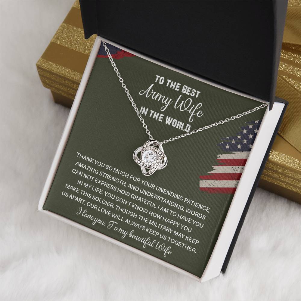 To The Best Army Wife In The World  Best Army Wife Jewelry Unwavering Support Necklace Thank You Jewelry For Wives Unique Gift For Military Spouses My Beautiful Wife Jewelry Romantic Gift For Army Wives Meaningful Gift For Military Wives