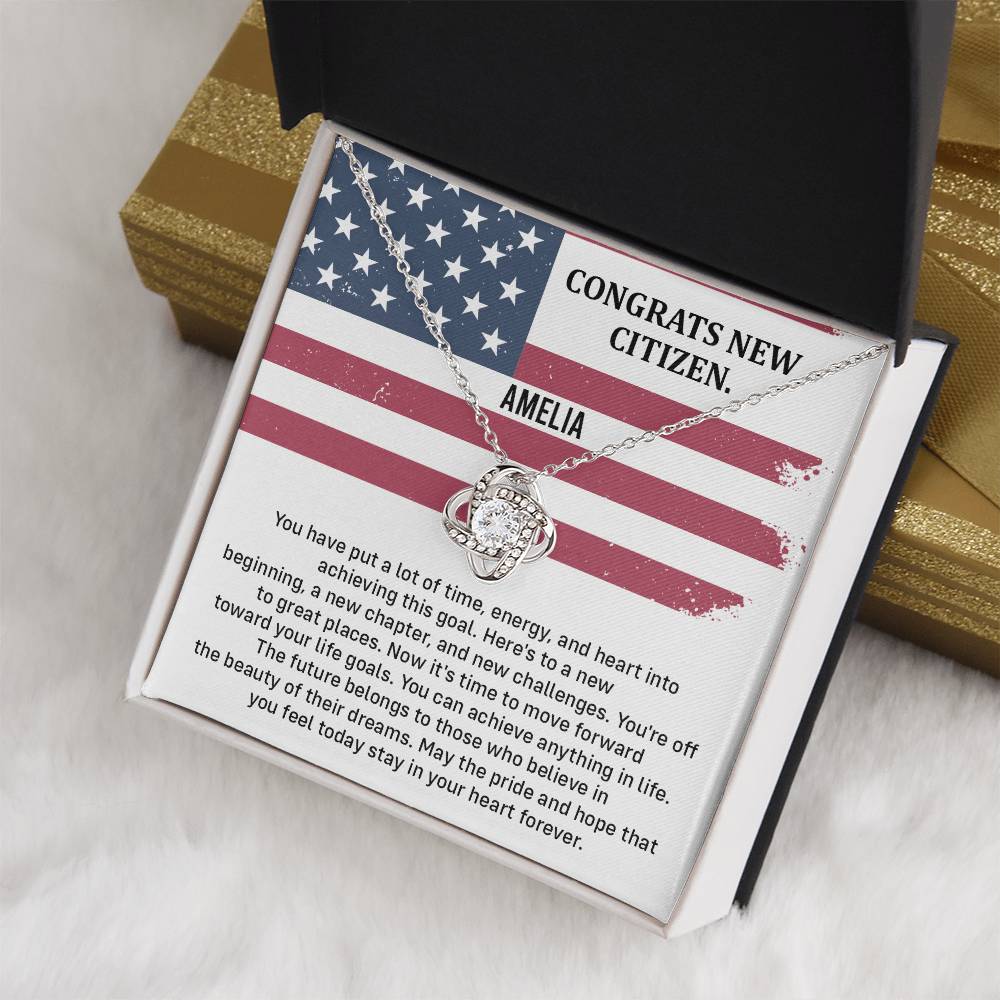 Congrats Necklace For New U.s. Citizen Amelia Necklace For New U.s. Citizen Necklace With Citizenship Message Gift For Citizenship Milestone Necklace For Official U.S Citizen Gift For American Citizenship Success Necklace For US Naturalization Celebration