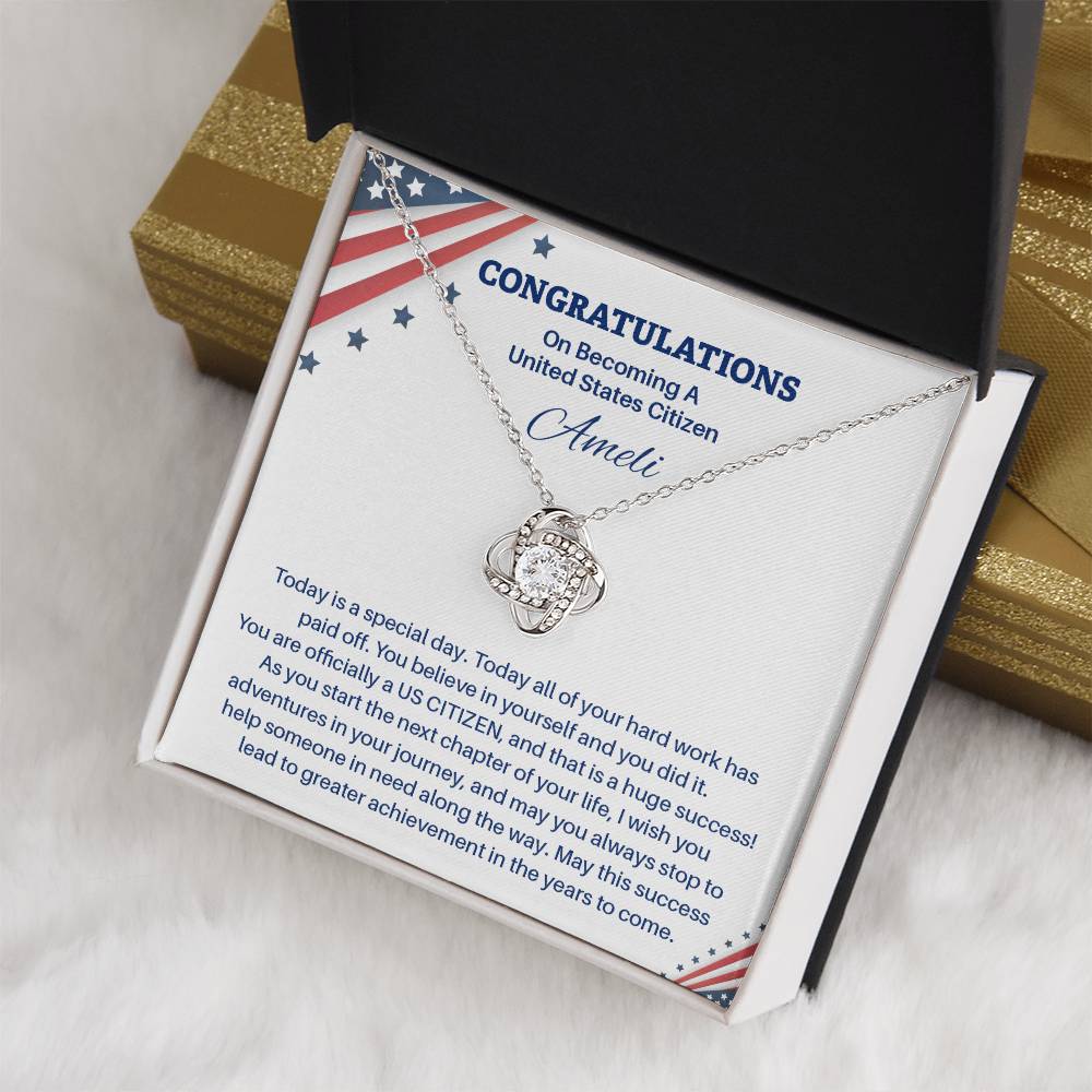 Congratulations Necklace For New U.s. Citizen Ameli Necklace For New U.s. Citizen Gift For Citizenship Achievement U.s. Citizenship Success Necklace Necklace With Citizenship Message Proud New Citizen Jewelry Necklace For First-time U.s. Citizen