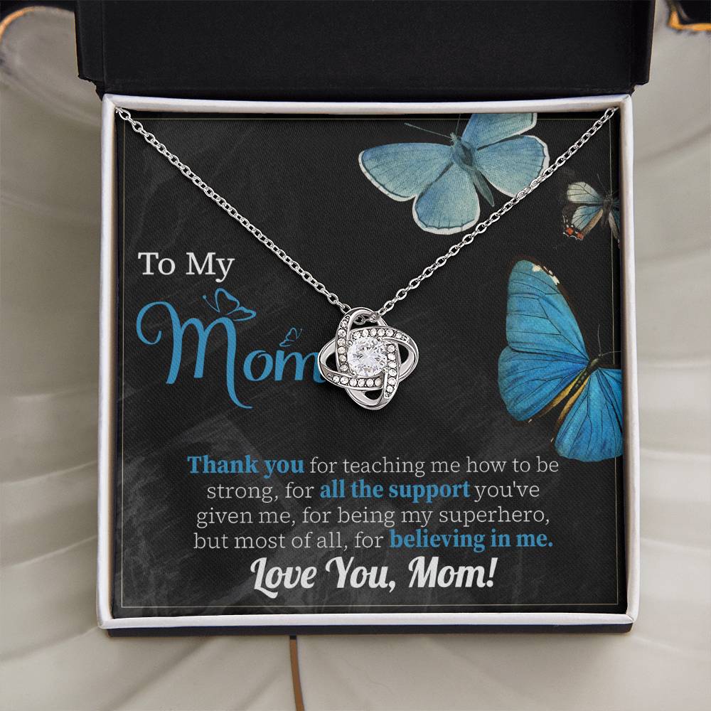 To My Mom Necklace Gift, Special Mother's Gifts, Mom Birthday Gift, Mother's Gift For Mom From Daughter And Son, 925 Silver Necklace Love Knot Necklace With Meaningful Message Card And Box.