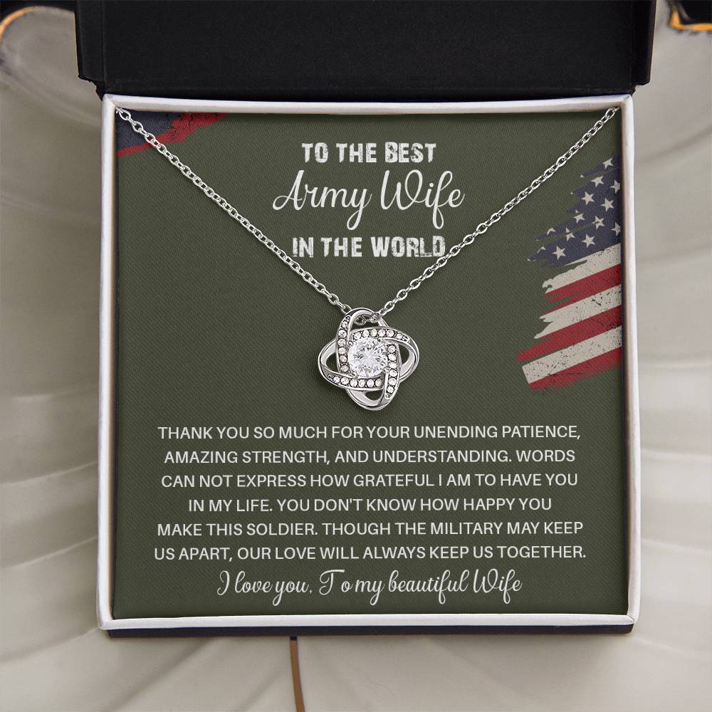 To The Best Army Wife In The World  Best Army Wife Jewelry Unwavering Support Necklace Thank You Jewelry For Wives Unique Gift For Military Spouses My Beautiful Wife Jewelry Romantic Gift For Army Wives Meaningful Gift For Military Wives