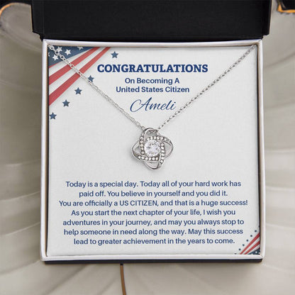 Congratulations Necklace For New U.s. Citizen Ameli Necklace For New U.s. Citizen Gift For Citizenship Achievement U.s. Citizenship Success Necklace Necklace With Citizenship Message Proud New Citizen Jewelry Necklace For First-time U.s. Citizen