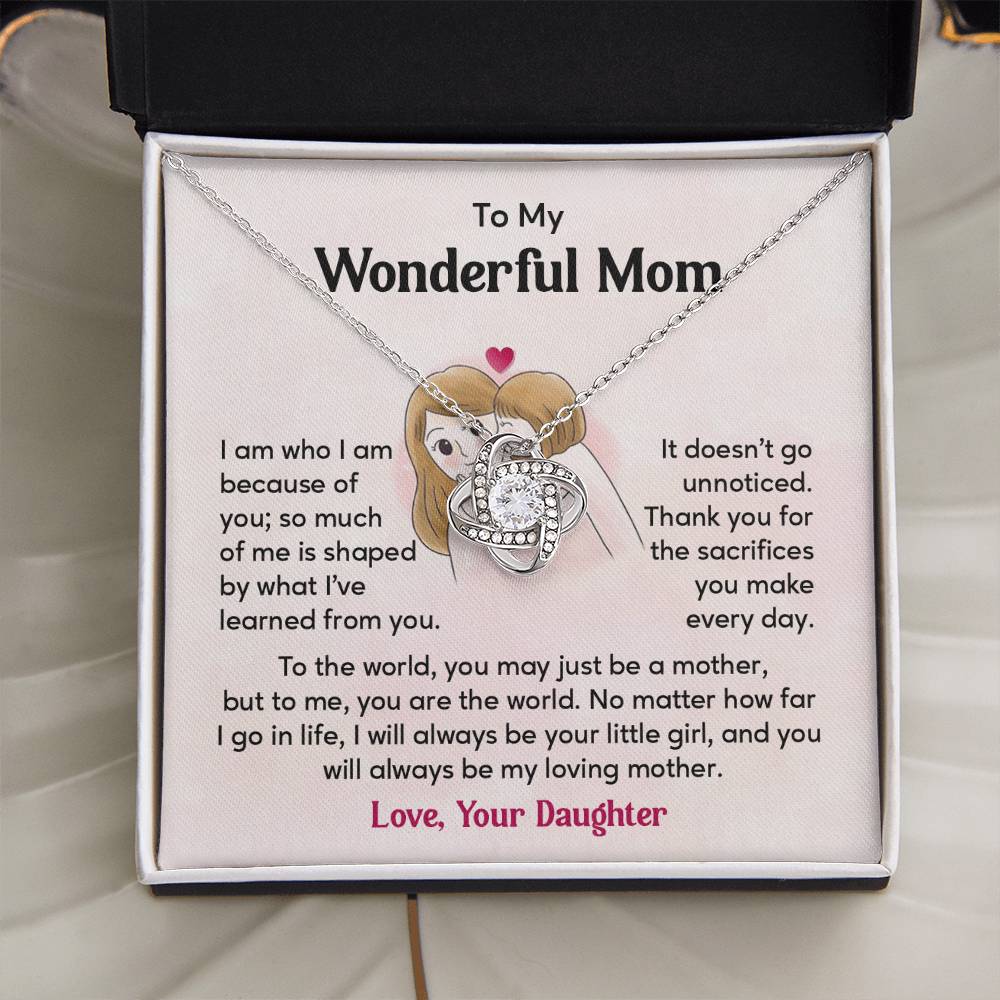 To My Wonderful Mom, Wonderful Mom Pendant Heartfelt Necklace For Her Thank You Gift For Sacrifice Sentimental Necklace For Love Loving Pendant Sentimental Pendant Appreciation Necklace For Her Special Pendant For A Mother Love Loving Pendant For Support