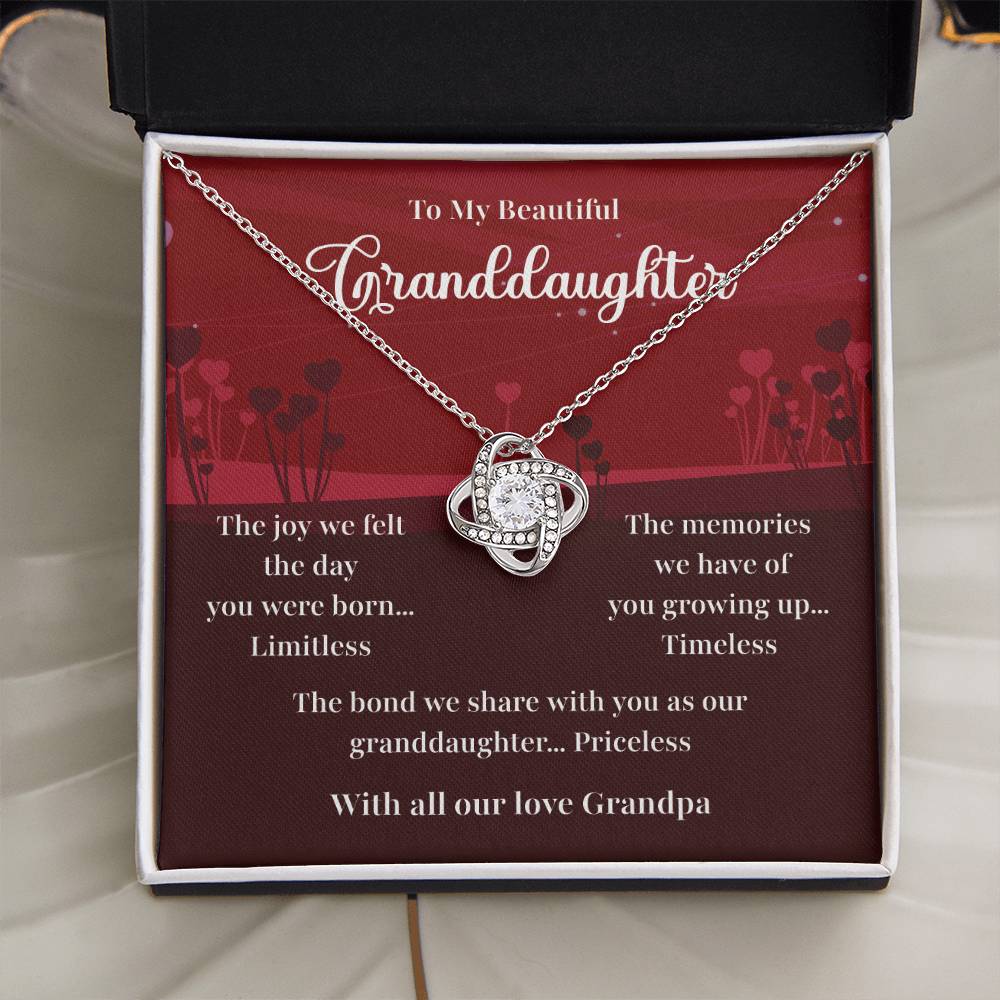 Granddaughter Necklace Gift from Grandpa with Message Card