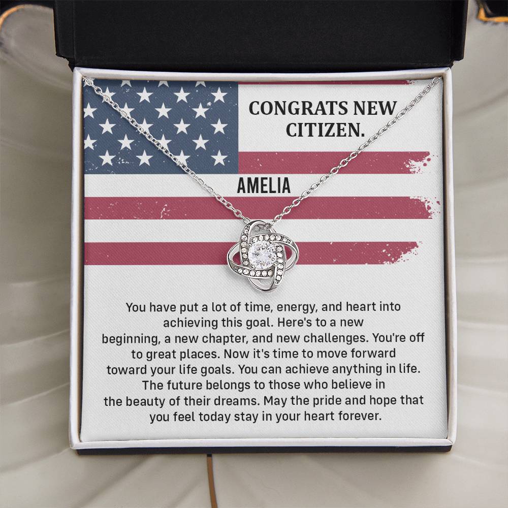 Congrats Necklace For New U.s. Citizen Amelia Necklace For New U.s. Citizen Necklace With Citizenship Message Gift For Citizenship Milestone Necklace For Official U.S Citizen Gift For American Citizenship Success Necklace For US Naturalization Celebration