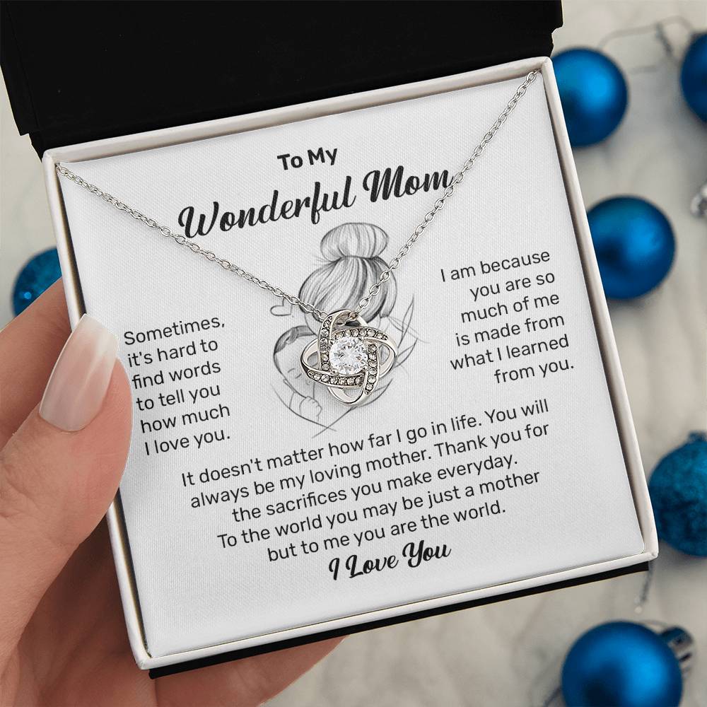 To My Wonderful Mom Heartfelt Necklace For Her Loving Jewelry For Mother's Day Thank You Gift Sentimental Necklace For Care Loving Pendant For A Cherished Bond Sentimental Pendant Appreciation Necklace For Her Thoughtful Necklace For Love And Support