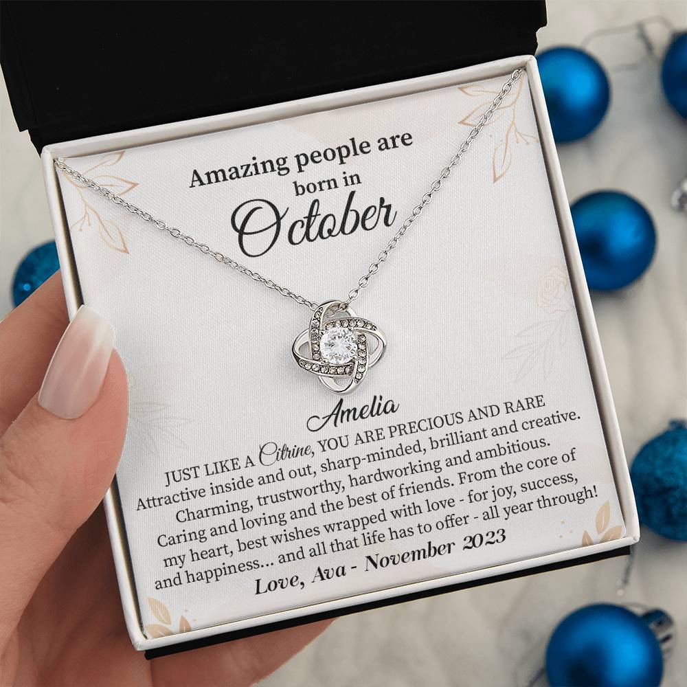 October Birthday Gift for Her – Necklace with Gift Card