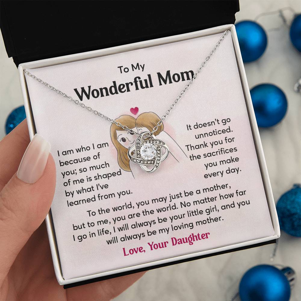 To My Wonderful Mom, Wonderful Mom Pendant Heartfelt Necklace For Her Thank You Gift For Sacrifice Sentimental Necklace For Love Loving Pendant Sentimental Pendant Appreciation Necklace For Her Special Pendant For A Mother Love Loving Pendant For Support