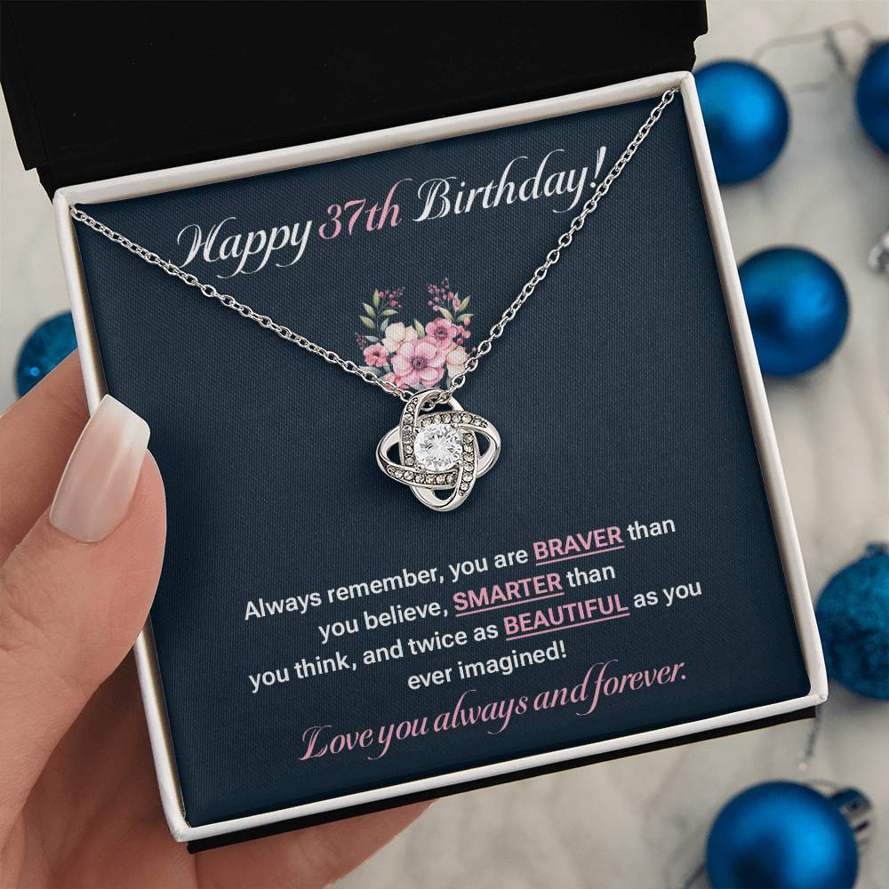 Happy 37th Birthday Necklace Loving Gift For 37-year Milestone Special Gift For 37-year-old Sentimental Necklace For 37th Birthday Jewelry With Message Of Strength Gift For Daughter’s 37th Birthday Special 37th Birthday Necklace