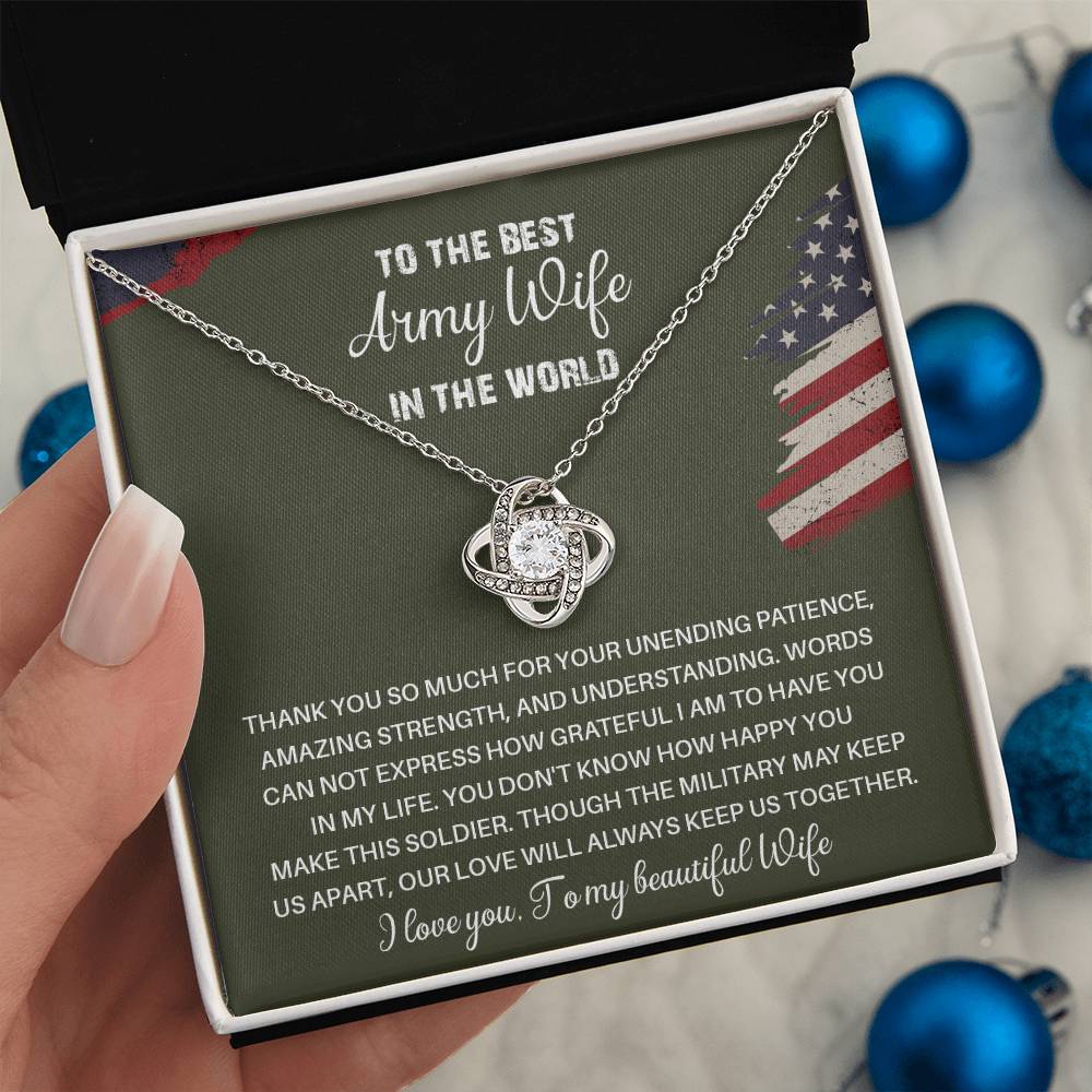 To The Best Army Wife In The World  Best Army Wife Jewelry Unwavering Support Necklace Thank You Jewelry For Wives Unique Gift For Military Spouses My Beautiful Wife Jewelry Romantic Gift For Army Wives Meaningful Gift For Military Wives