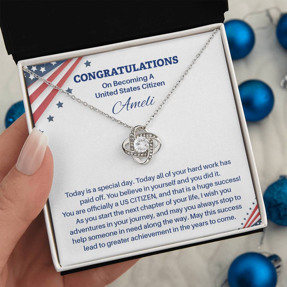 Congratulations Necklace For New U.s. Citizen Ameli Necklace For New U.s. Citizen Gift For Citizenship Achievement U.s. Citizenship Success Necklace Necklace With Citizenship Message Proud New Citizen Jewelry Necklace For First-time U.s. Citizen