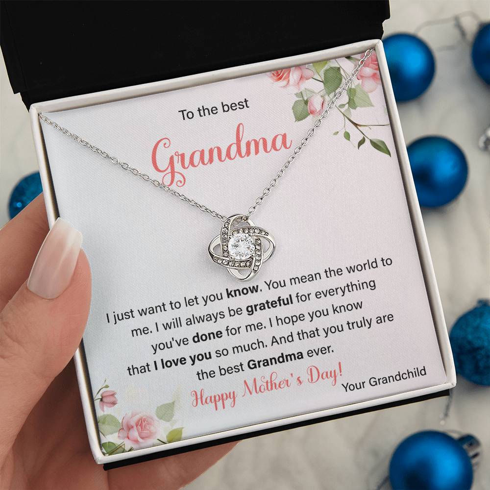 To The Best Grandma Grandmother Appreciation Necklace Love From Grandchild Gift Happy Mother’s Day For Her Sentimental Grandma Necklace Heartfelt Message For Old Lady Thank You Gift Gift For Special Person