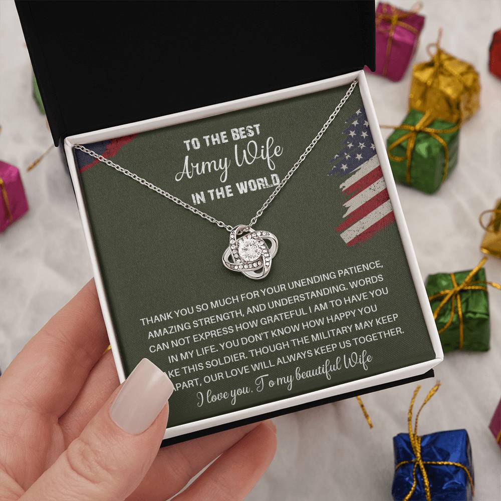 To The Best Army Wife In The World  Best Army Wife Jewelry Unwavering Support Necklace Thank You Jewelry For Wives Unique Gift For Military Spouses My Beautiful Wife Jewelry Romantic Gift For Army Wives Meaningful Gift For Military Wives