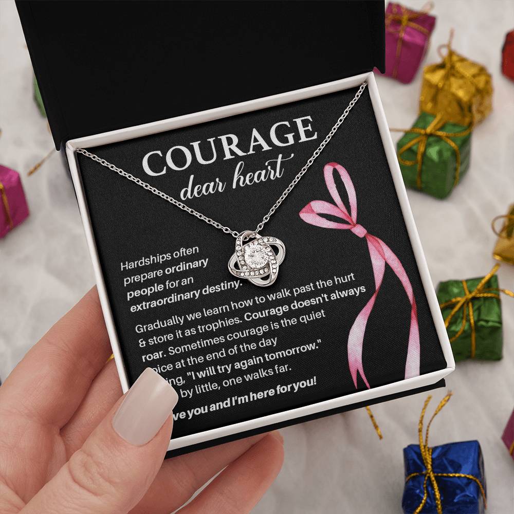 Courage, Dear Heart Overcoming Hardships Necklace Courage Necklace Extraordinary Destiny Jewelry Meaningful Gift For Cancer Patients Supportive Gift For Fighters Never Give Up Necklace Breast Cancer Necklace For Soulmate