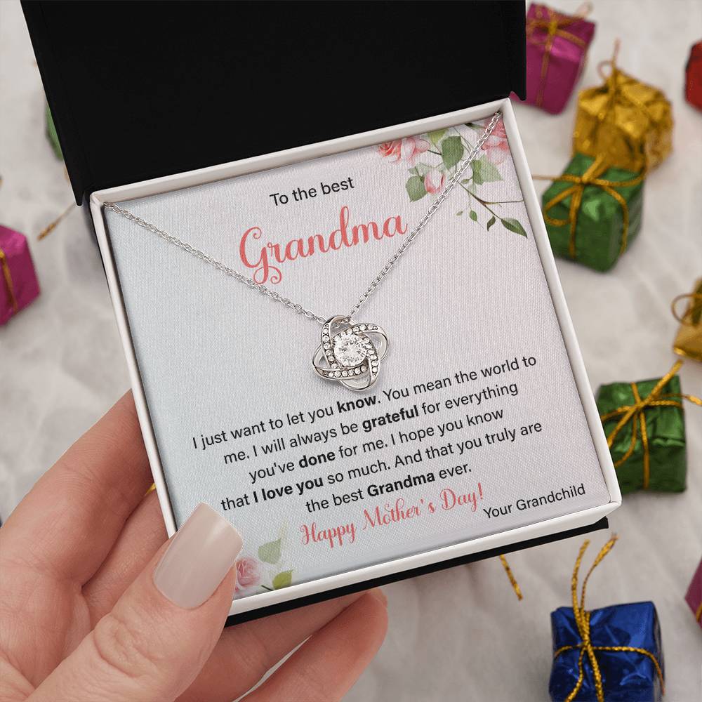 To The Best Grandma Grandmother Appreciation Necklace Love From Grandchild Gift Happy Mother’s Day For Her Sentimental Grandma Necklace Heartfelt Message For Old Lady Thank You Gift Gift For Special Person