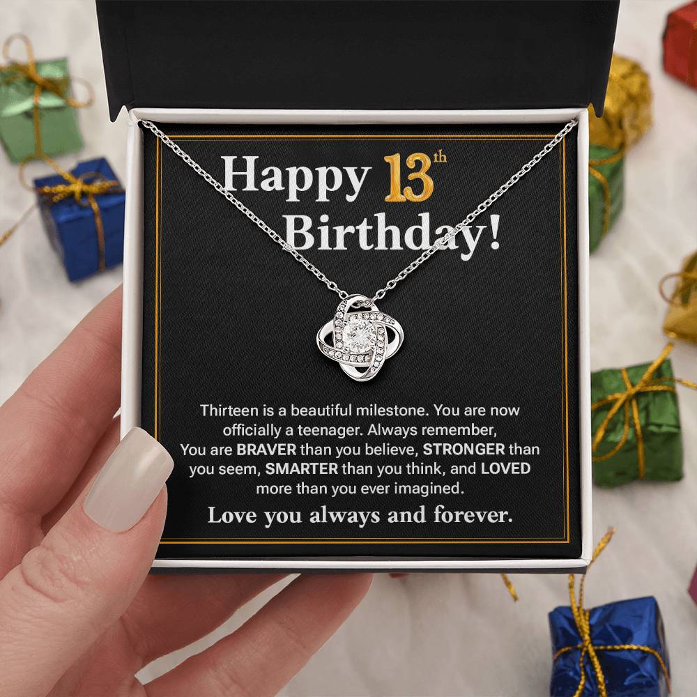 13th Birthday Necklace Gift for Teen Girl – Braver Stronger Loved
