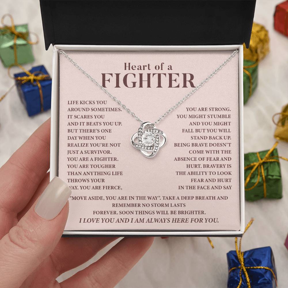 Heart of a Fighter Necklace for Women – Strength and Courage Jewelry Gift