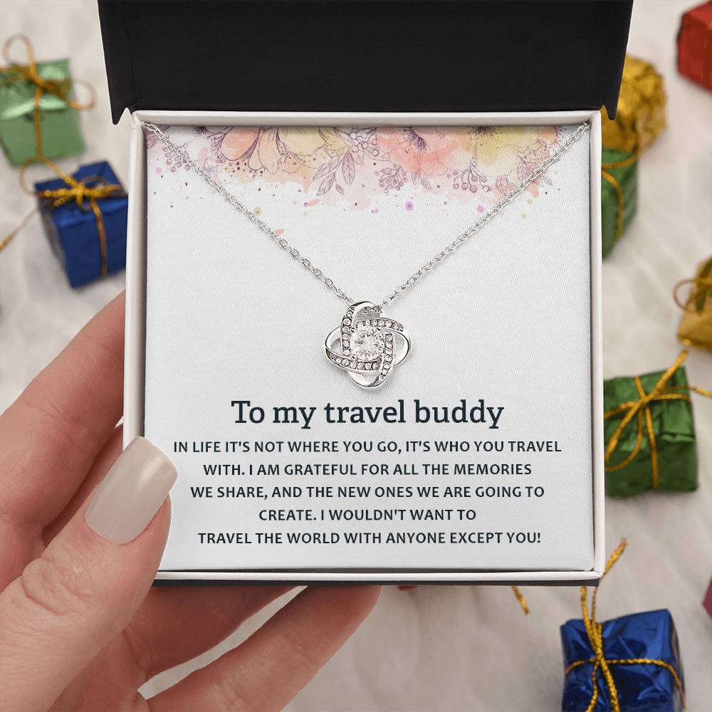 Travel Buddy Necklace Gift – Adventure Message Card for Her