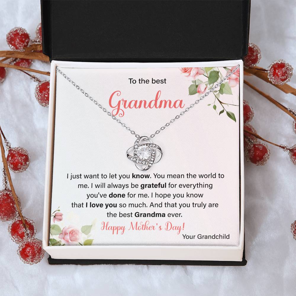 To The Best Grandma Grandmother Appreciation Necklace Love From Grandchild Gift Happy Mother’s Day For Her Sentimental Grandma Necklace Heartfelt Message For Old Lady Thank You Gift Gift For Special Person