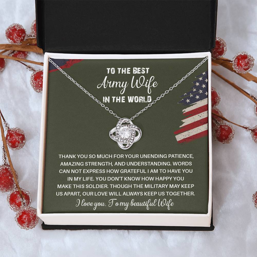 To The Best Army Wife In The World  Best Army Wife Jewelry Unwavering Support Necklace Thank You Jewelry For Wives Unique Gift For Military Spouses My Beautiful Wife Jewelry Romantic Gift For Army Wives Meaningful Gift For Military Wives