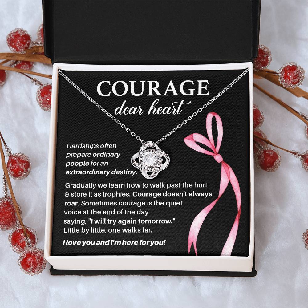 Courage, Dear Heart Overcoming Hardships Necklace Courage Necklace Extraordinary Destiny Jewelry Meaningful Gift For Cancer Patients Supportive Gift For Fighters Never Give Up Necklace Breast Cancer Necklace For Soulmate