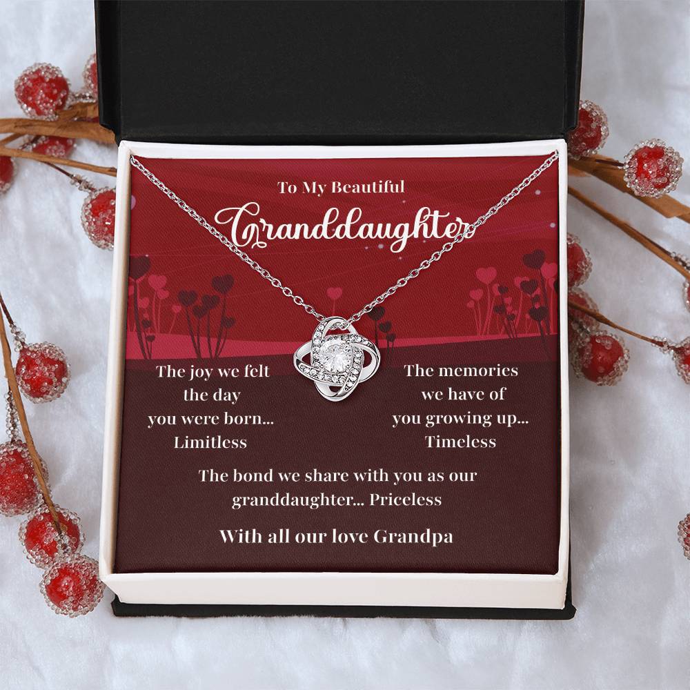 Granddaughter Necklace Gift from Grandpa with Message Card