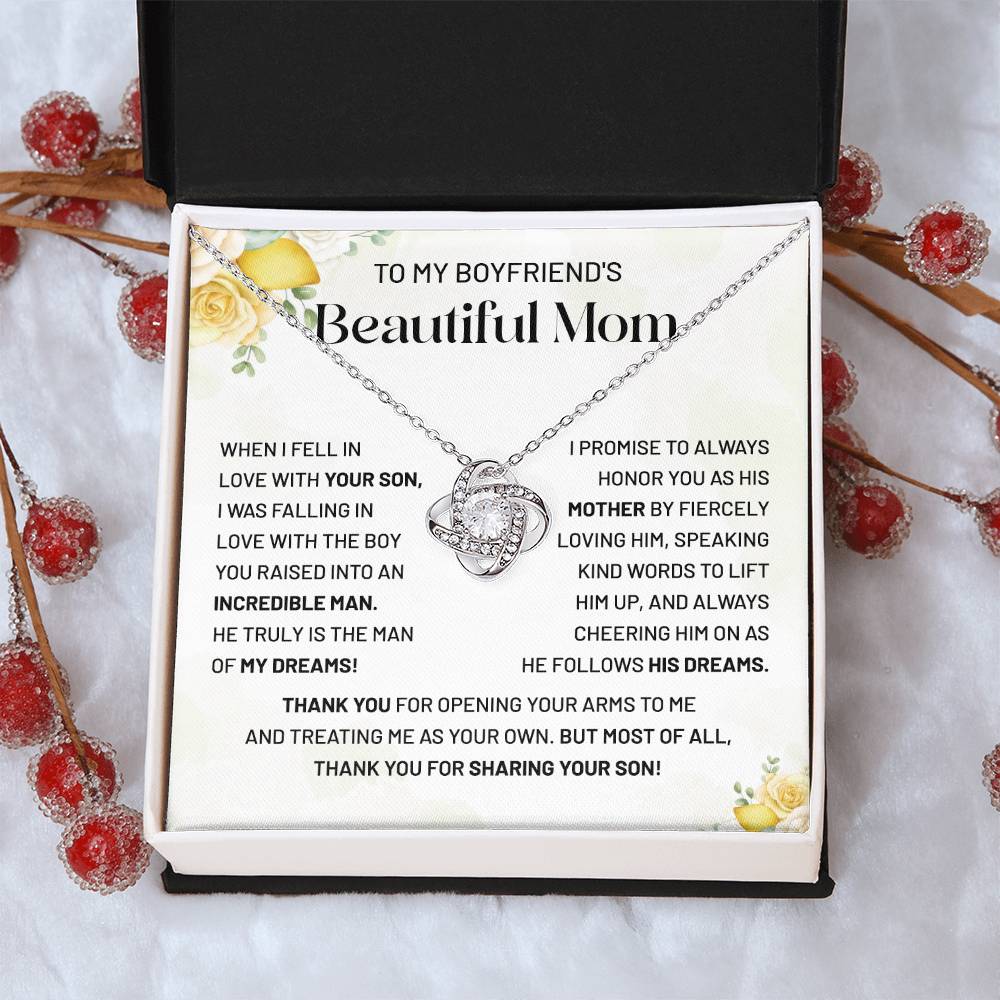 Boyfriend’s Mom Necklace Gift with Message Card