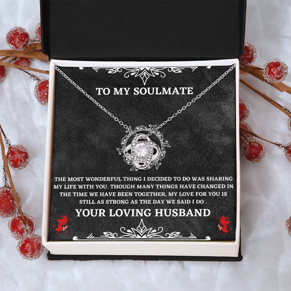 Soulmate Necklace Gift from Husband – Love Knot Pendant with Heartfelt Message Card
