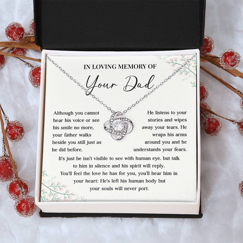 Memorial Necklace for Dad Loss with Message Card