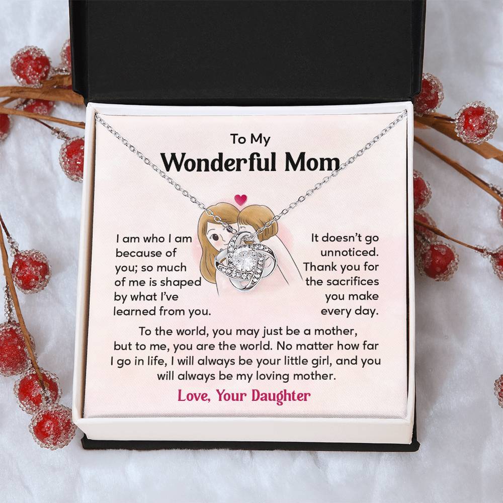 To My Wonderful Mom, Wonderful Mom Pendant Heartfelt Necklace For Her Thank You Gift For Sacrifice Sentimental Necklace For Love Loving Pendant Sentimental Pendant Appreciation Necklace For Her Special Pendant For A Mother Love Loving Pendant For Support