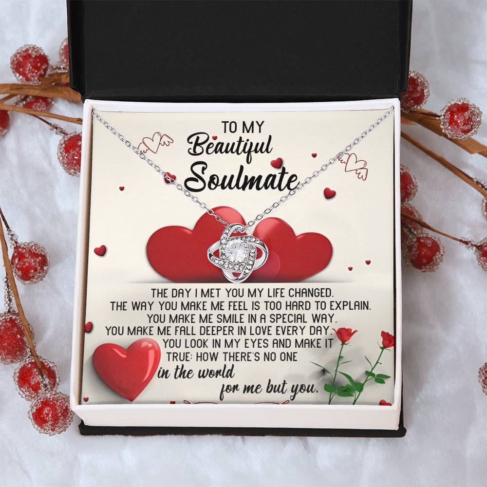 To My  Beautiful Soulmate Necklace For Wife, Fiancée, Girlfriend, Soulmate Couples Jewelry Gift On Valentine's Day Birthday Gift.