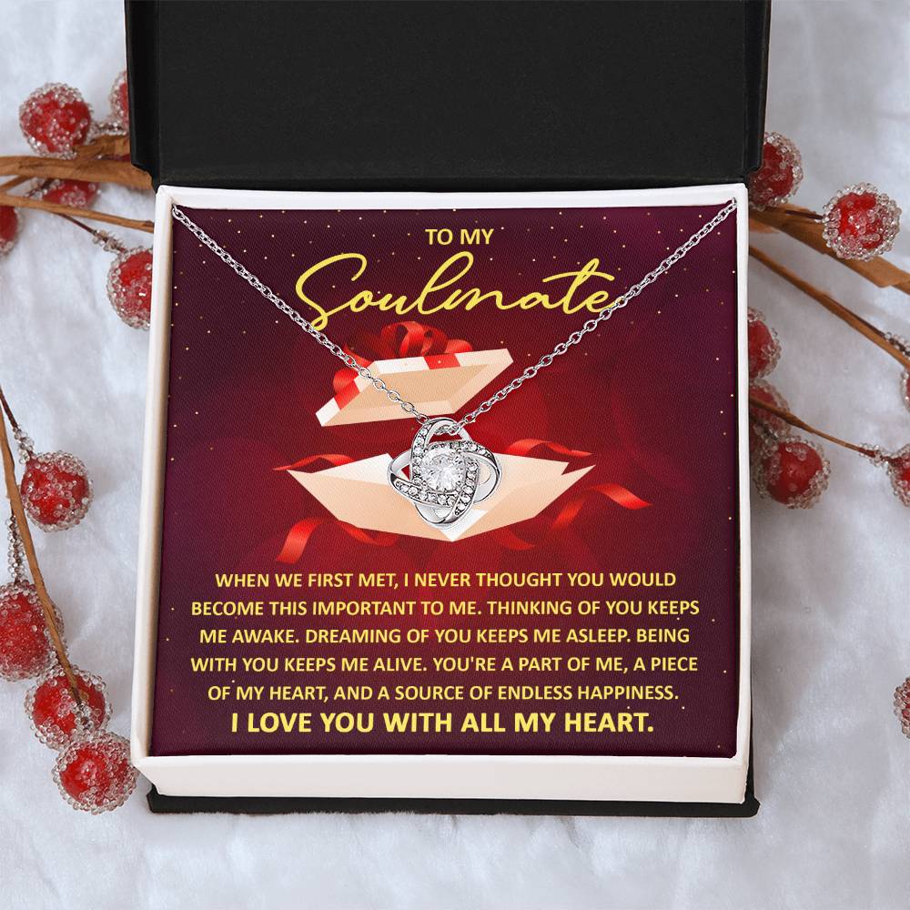To My Soulmate Necklace Gift- When We First Met I Never Though You Would Become This Important To Me, Valentine's Day Soulmate Jewelry With A Meaningful Message Card.