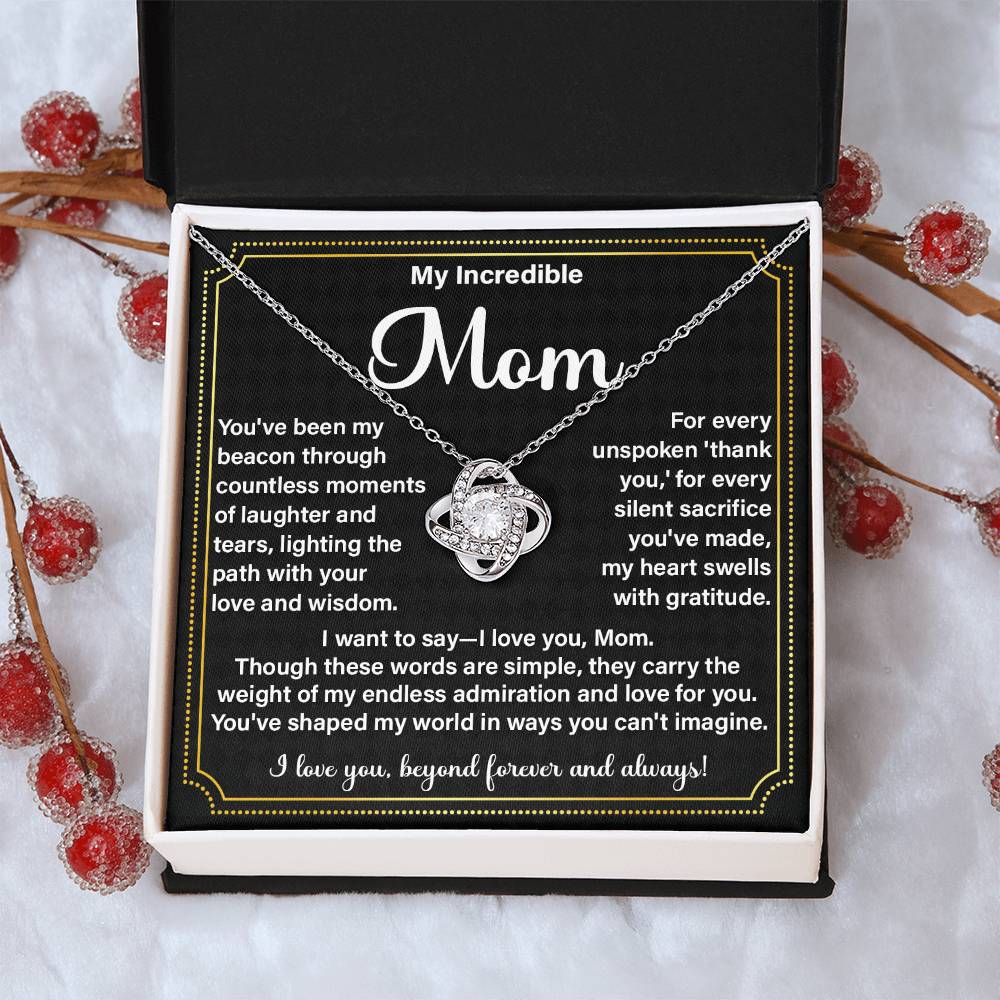 Incredible Mom Necklace Gift with Message Card
