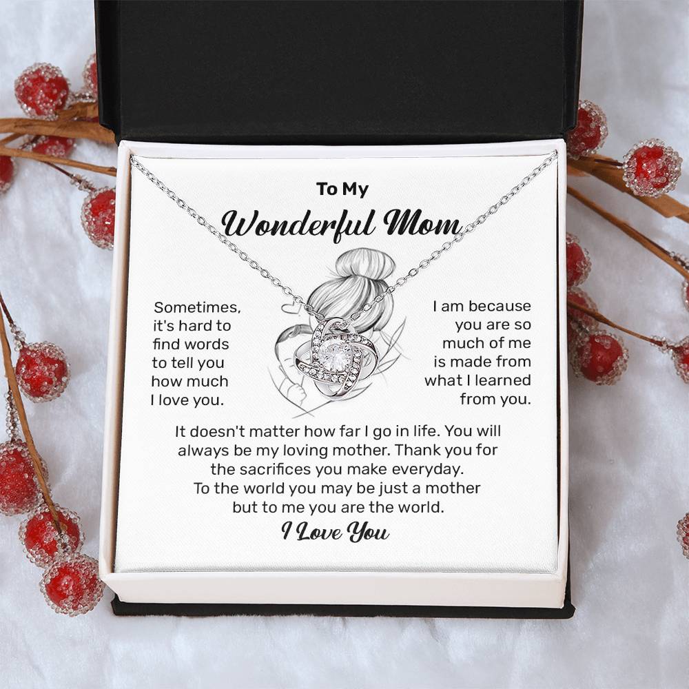 To My Wonderful Mom Heartfelt Necklace For Her Loving Jewelry For Mother's Day Thank You Gift Sentimental Necklace For Care Loving Pendant For A Cherished Bond Sentimental Pendant Appreciation Necklace For Her Thoughtful Necklace For Love And Support