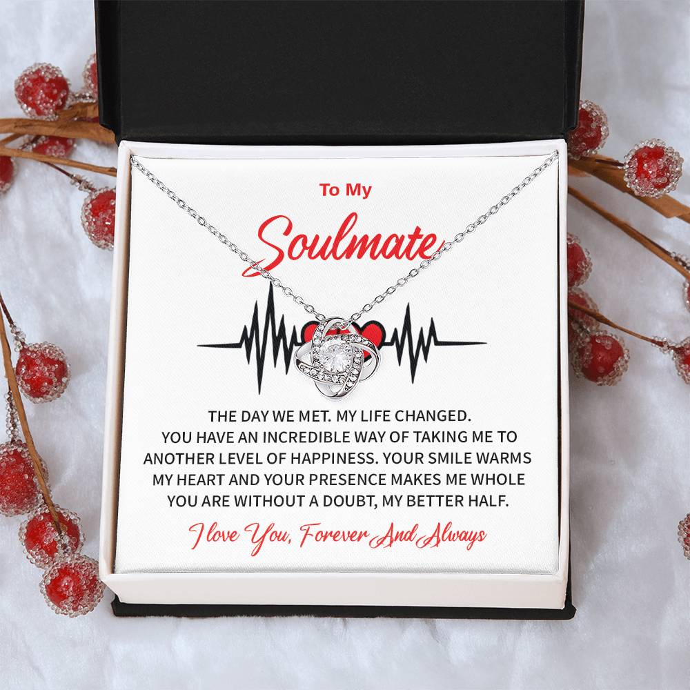 To My Soulmate Love Knot Necklace Gift for Wife