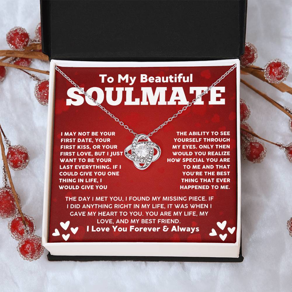 Soulmate Necklace Gift for Her with Message Card