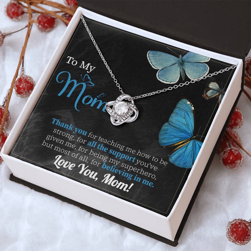 To My Mom Necklace Gift, Special Mother's Gifts, Mom Birthday Gift, Mother's Gift For Mom From Daughter And Son, 925 Silver Necklace Love Knot Necklace With Meaningful Message Card And Box.