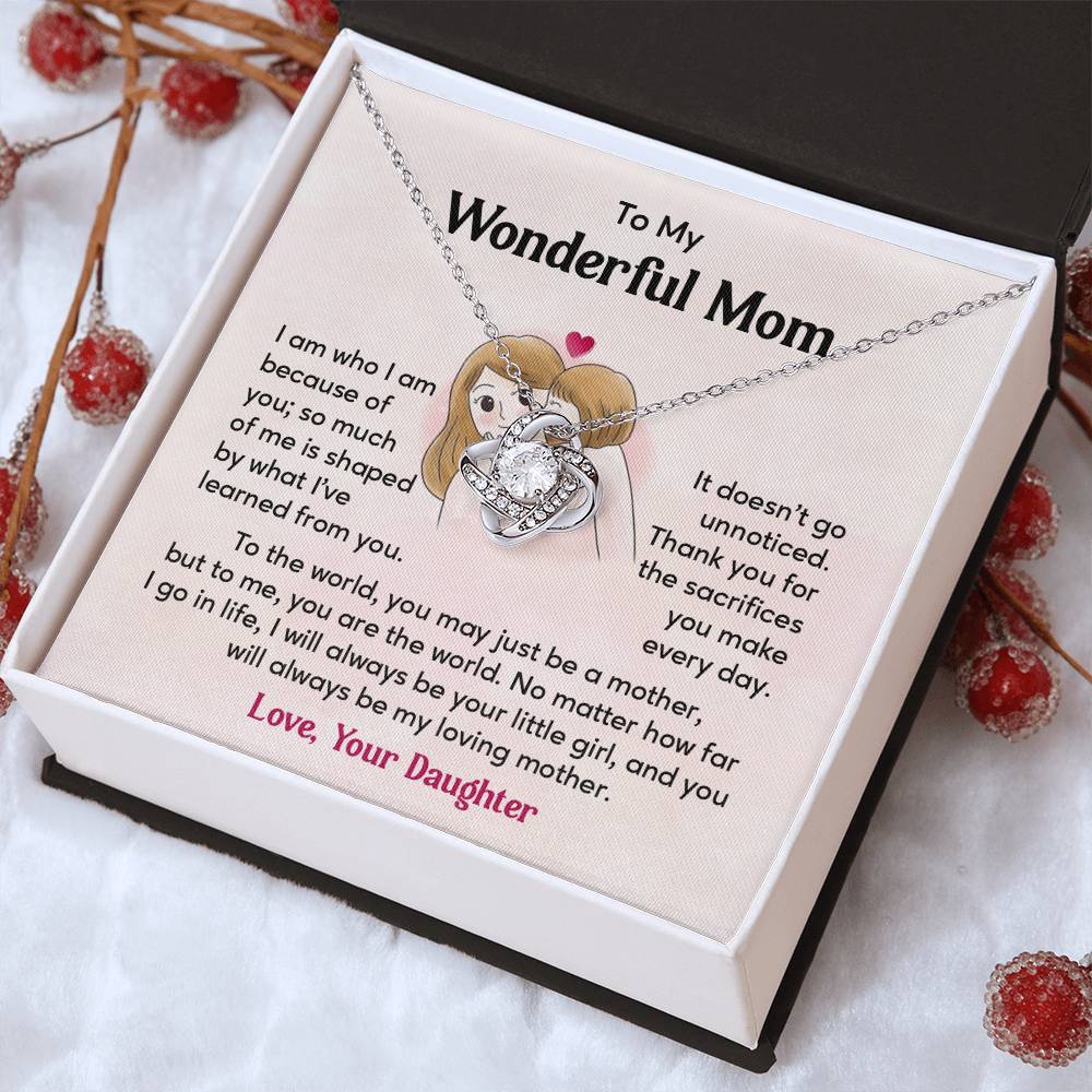 To My Wonderful Mom, Wonderful Mom Pendant Heartfelt Necklace For Her Thank You Gift For Sacrifice Sentimental Necklace For Love Loving Pendant Sentimental Pendant Appreciation Necklace For Her Special Pendant For A Mother Love Loving Pendant For Support